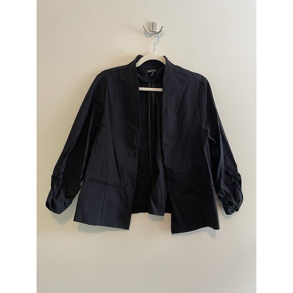 torrid Jackets & Blazers - Torrid Size 1 (1X) Black Blazer Jacket Ruched Sleeves Stretch